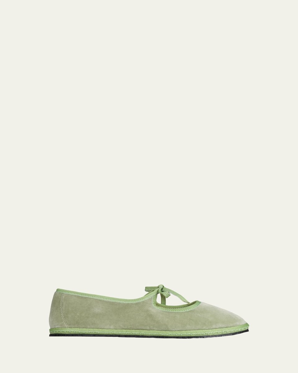 Brigitte Cotton Mary Jane Tie Flats